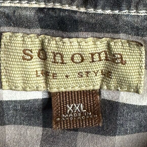Plaid Black & White Men's Fish Short Sleeve Shirt by Sonoma Size XXL Pre-owned - Picture 8 of 11